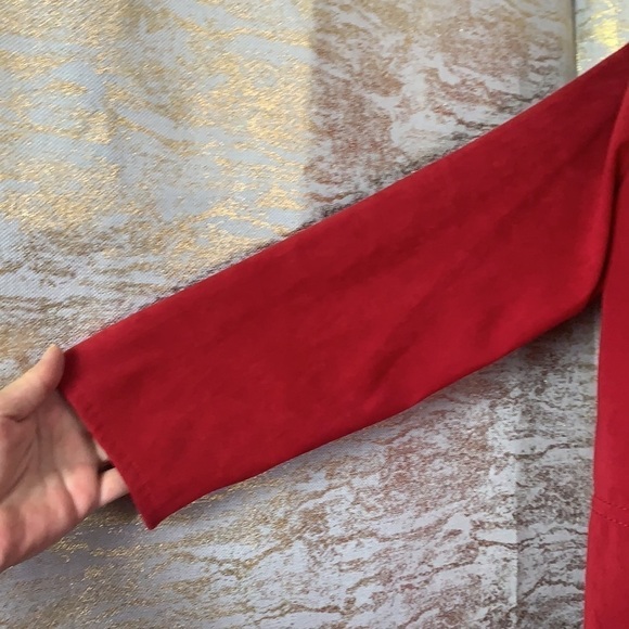 Vintage 🧚‍♀️Tradition Hot Red Long Sleeve Button Up Shirt Blouse Size M - Picture 5 of 11
